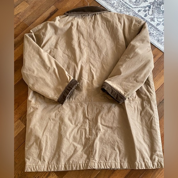 Vtg Harbor Bay 2XLT Tan Brown Corduroy Pocket Barn Chore Flannel Lined Jacket - Picture 8 of 12
